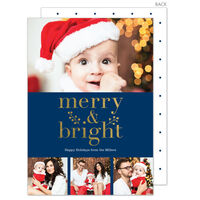 Navy Merry & Bright Gold Foil Photo Cards