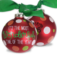 Most Wonderful Time of the Year Glass Christmas Ornament