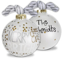 Merry and Bright Metallic Confetti Glass Christmas Ornament