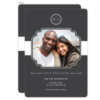 Charcoal Initial Connection Photo Save the Date Cards