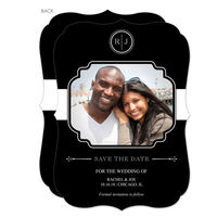 Black Initial Connection Photo Save the Date Cards