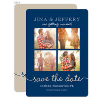 Navy Our Love Story Photo Save the Date Cards