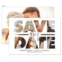 White Mirror Image Photo Save the Date Cards