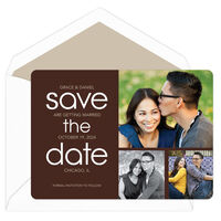 Brown Photo Collage Save the Date Cards