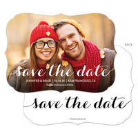 White Script Photo Save the Date Cards