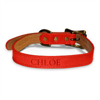 Personalized Red Leather Dog Collar