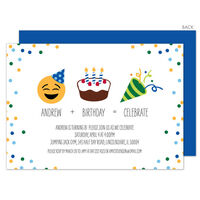 Blue Emoji Birthday + Celebrate Invitations