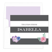 Charcoal Vintage Flower Thank You Note Cards