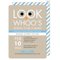 Tan and Blue Owl Shower Invitations