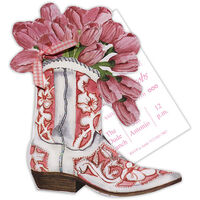 Cowgirl Boot with Tulips Die-cut Invitations
