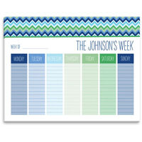 Blue Chevron Weekly Schedule Pad