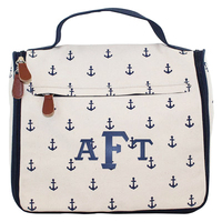 Personalized Navy Anchors Hanging Travel Kit