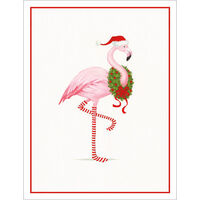 Flamingo with Wreath Holiday Cards