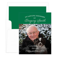 Green Loving Memory Photo Sympathy Cards