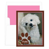 Brown and Pink Paw Photo Pet Sympathy Cards