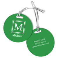 Green Square Initial Luggage Tags