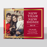 Red New Year New Home Photo Announcements