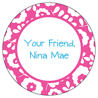 Pink Floral Round Gift Stickers
