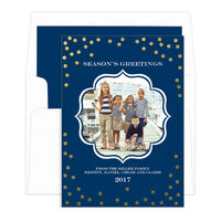Navy Confetti Holiday Photo Cards