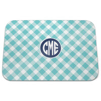 Turquoise Gingham Glass Cutting Board