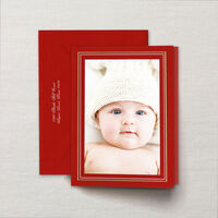 Engraved White and Gold Frame Side Fold Holiday Photo Mount Card
