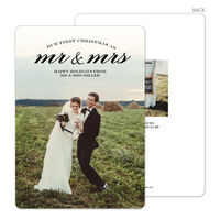 Black Mr and Mrs Holiday Photo Cards