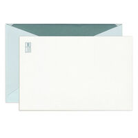 Fifth Avenue Engraved Monogram Pearl White Correspondence Card with Bevel Edge