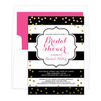 Black with Gold Confetti Bridal Shower Invitations