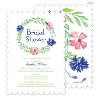 White Wreath Bridal Shower Invitations