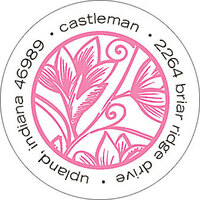 Pink Garden of Eden Round Address Labels