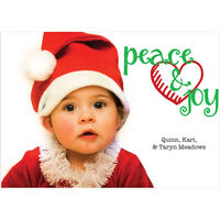 Red and Green Peace & Joy Holiday Photo Cards