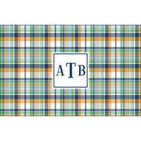 Navy and Orange Madras Plaid Placemats
