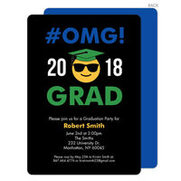 Blue Grad Emoji Graduation Invitations