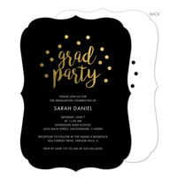 Black Grad Party Confetti Dot Invitations