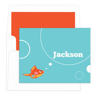 Blue Goldfish Foldover Note Cards