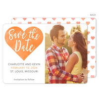 Orange Watercolor Heart Photo Save The Date Announcements