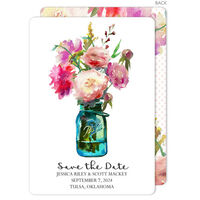 Mason Jar Peonies Save The Date Cards