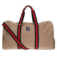 Personalized Beige Duffle Bag