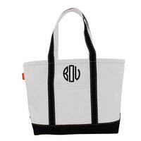 Personalized Medium Black Trimmed Boat Tote