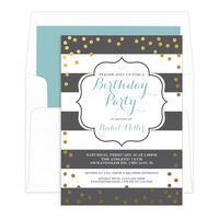 Grey with Gold Confetti Birthday Invitations