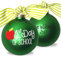 First Day of School Glass Christmas Ornament