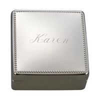 Personalized Square Jewelry Box with Beaded Border