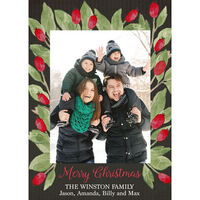 Black Burgundy Berries Holiday Photo Cards