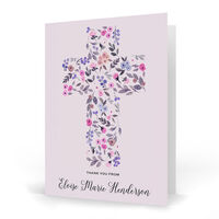 Purple Bud Cross Vertical Folded Note Cards