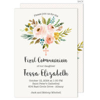 Floral Bunch with Cross Invitations