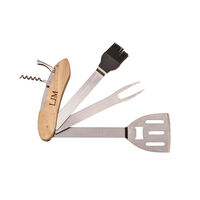 Folding BBQ Tools with Wood Handle