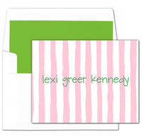 Pink Stripe Foldover  Note Cards