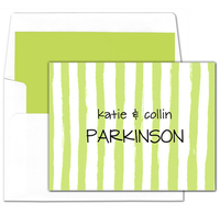 Green Stripe Foldover Note Cards