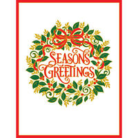 Embossed Season's Greetings Wreath Holiday Cards