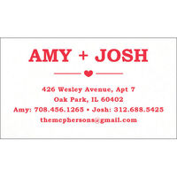 Single Heart Letterpress Contact Cards